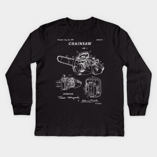 Chainsaw Patent Art 1970 Chainsaw lover gift Kids Long Sleeve T-Shirt